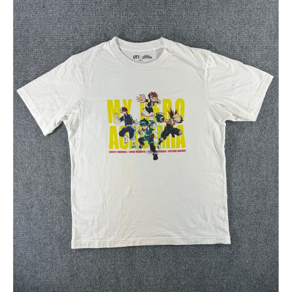 Uniqlo UT My Hero Academia Graphic T-Shirt White Mens Medium Anime Tee
